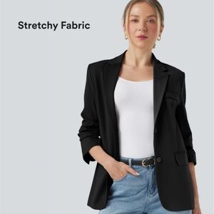 HALARA Black Stretch Blazer with Notch Lapel